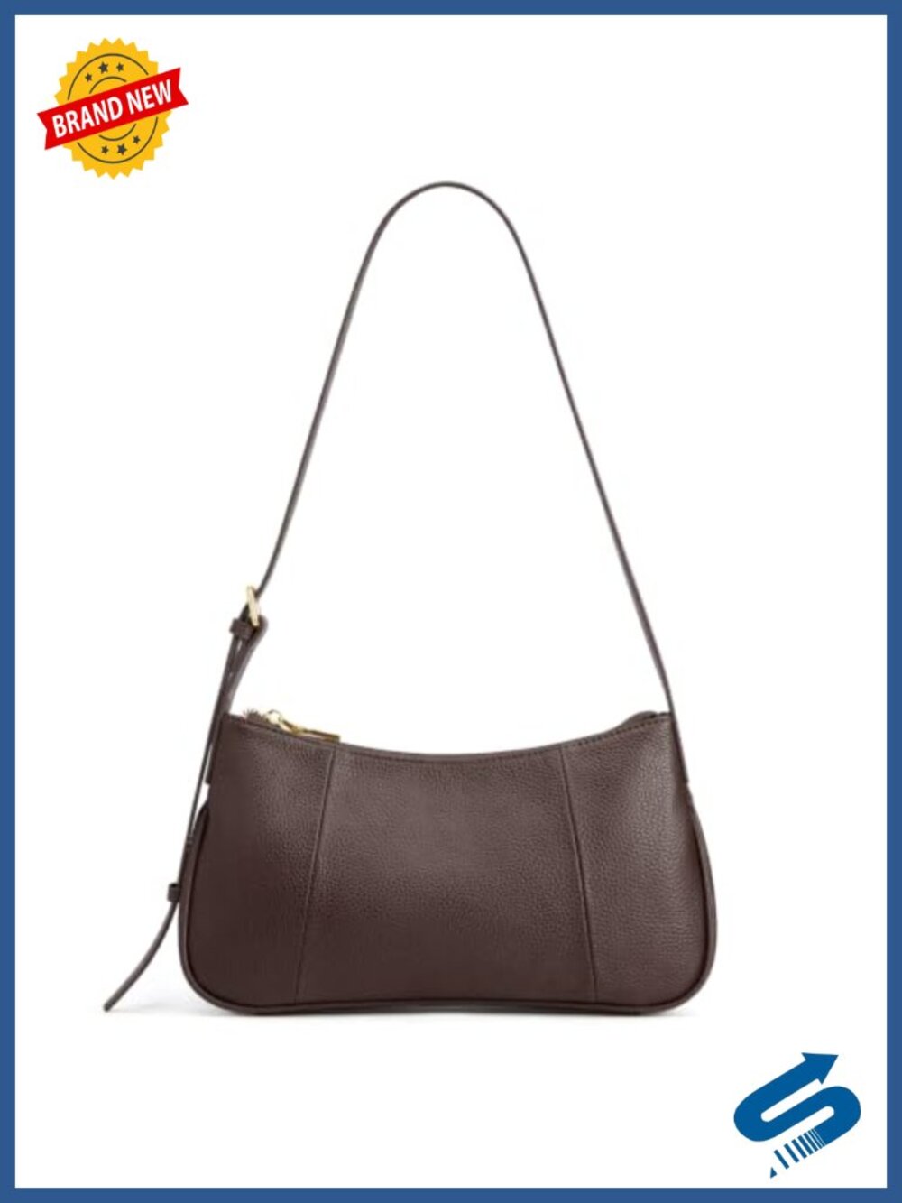 Top Grain Pebbled Leather Crescent Hobo Small Shoulder Bag